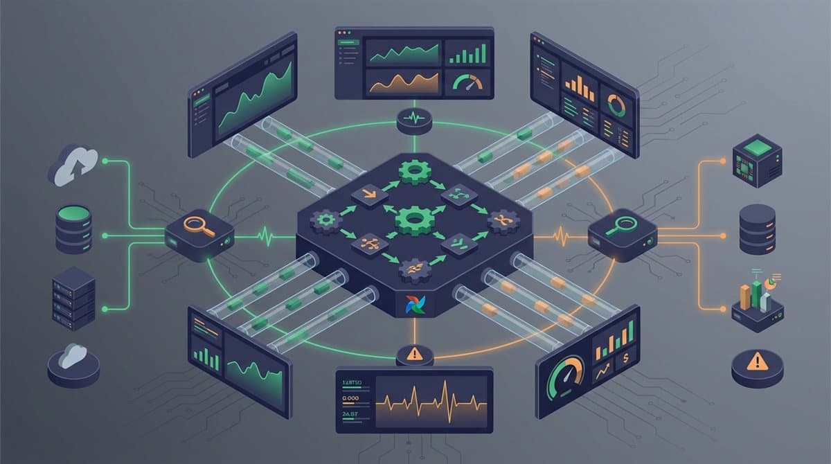 Conceptual architecture of Airflow-based data observability across pipelines