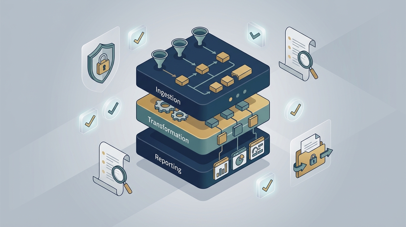 Conceptual illustration of data platforms in regulated industries such as finance and insurance